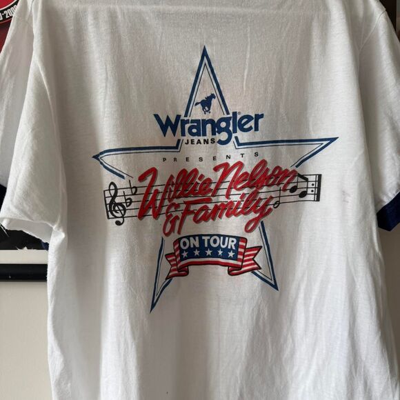 Vintage Screen Stars 80s Willie Nelson Tour Ringer Tee - Picture 4 of 8